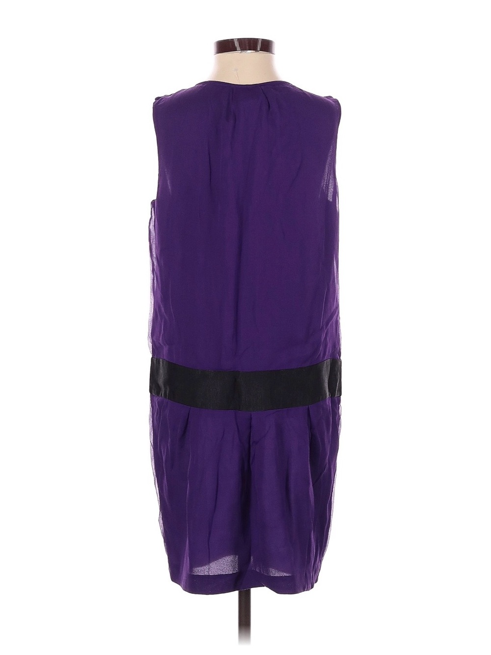 Diane Von Furstenberg Purple Shift Silk Dress with Black Waistband Size 0